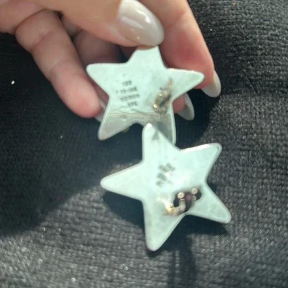 Sterling silver star earrings clip ons - Picture 4 of 6